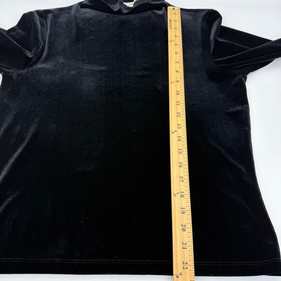 TALBOTS Womens Velvet Mock Neck Shirt Size S Black 3/4 Sleeve Goth Layer Velour - Picture 8 of 8